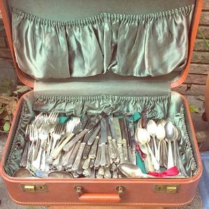 Vintage Mismatched Silver-plated flatware set for4